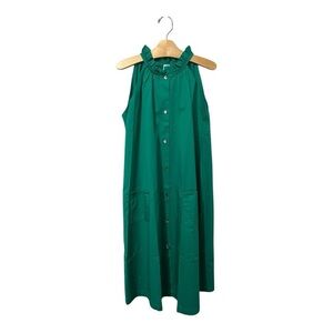 LeoCA Paris Green Dress Size Sleeveless Size Small Pockets Solid Spring Summer